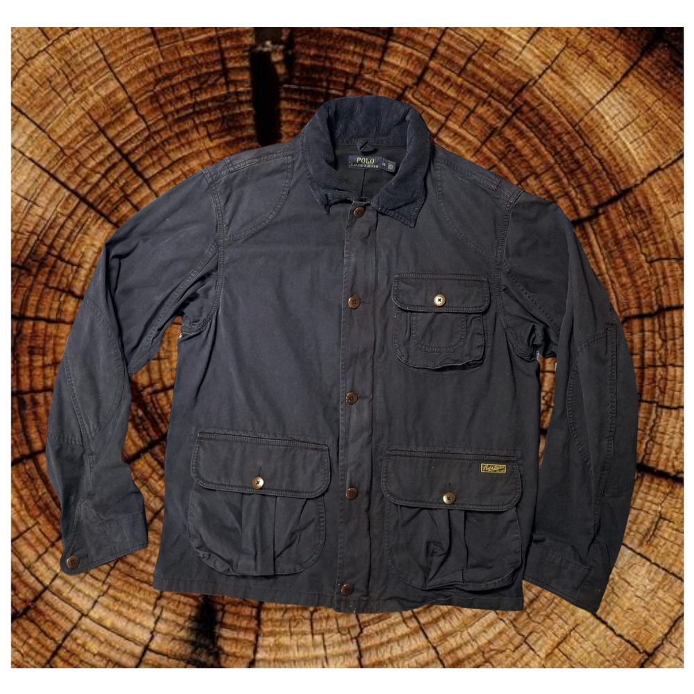 POLO RALPH LAUREN OVERDYED INDIGO HUNTING JACKET W/ Hood- MEN'S SIZE LARGE